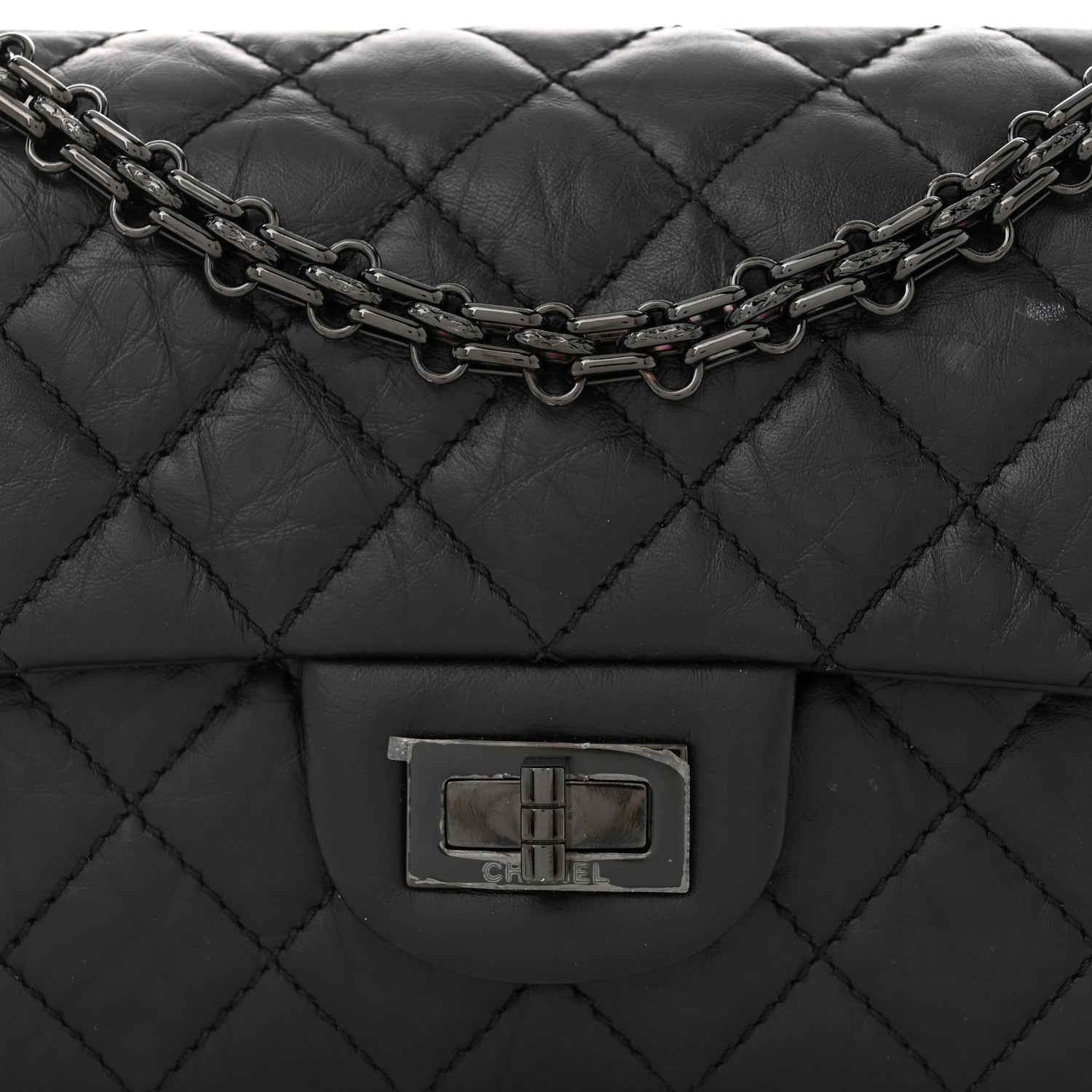 Chanel Aged Calfskin Quilted 2.55 Reissue Mini Flap So Black 8 of 10