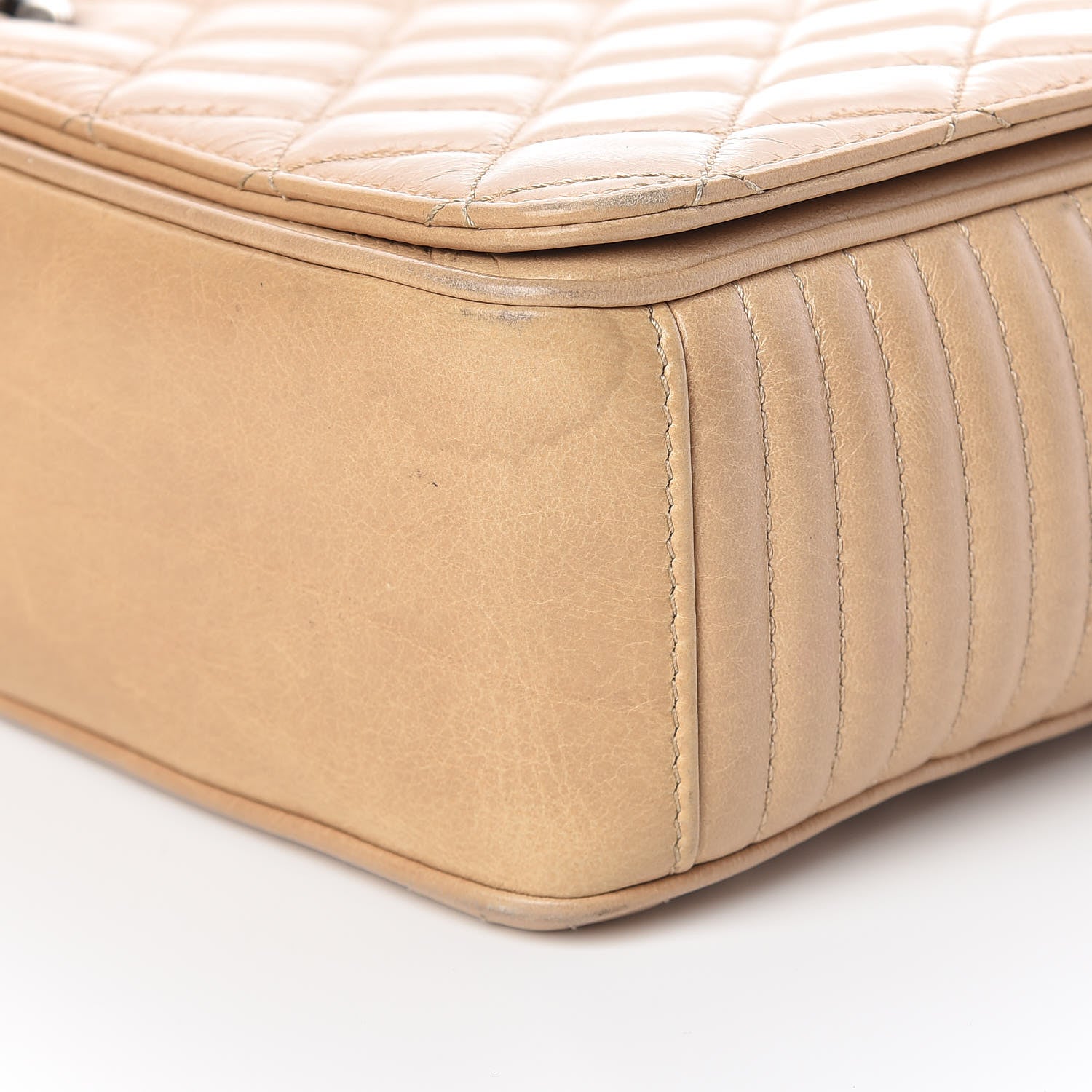 Chanel Glazed Calfskin Quilted Large Coco Boy Flap Beige 10 of 14