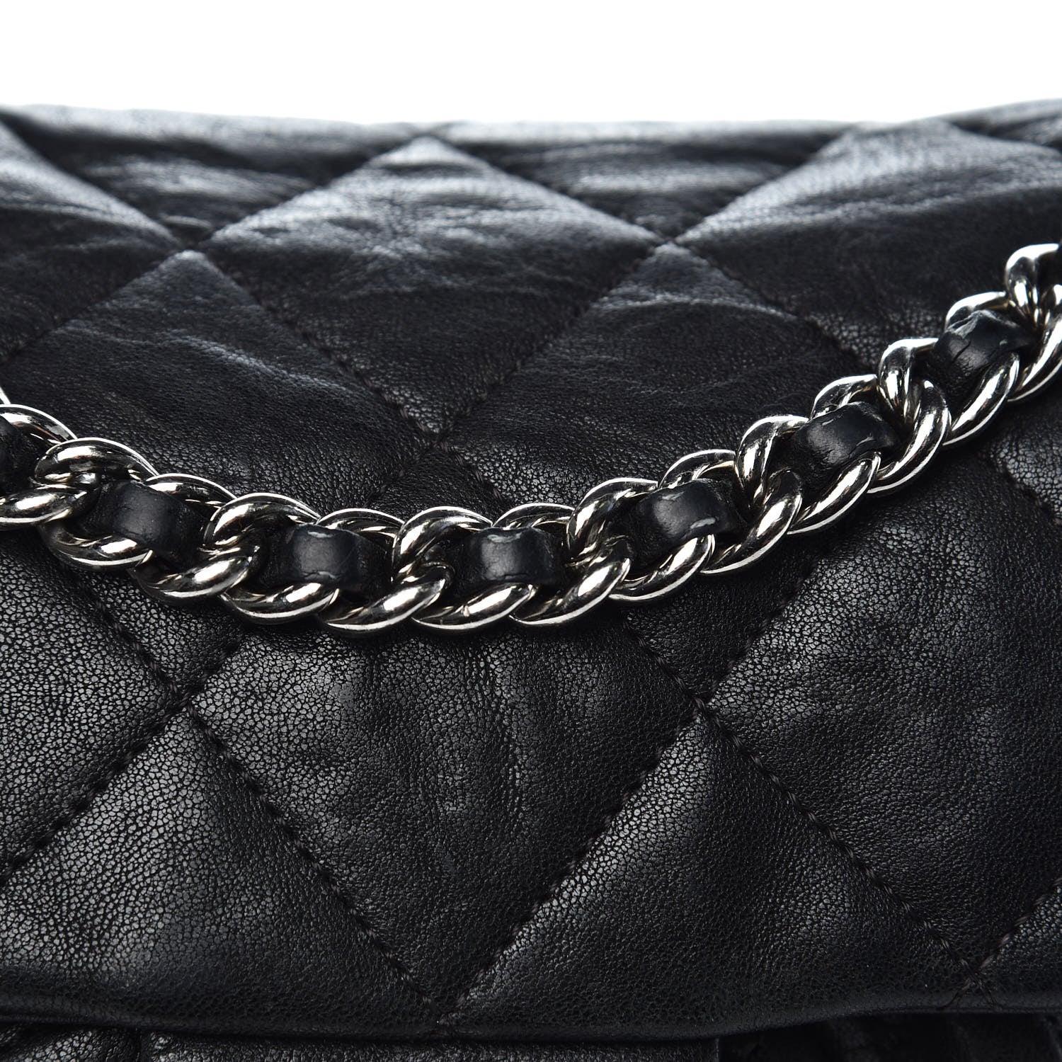 Chanel Washed Lambskin Quilted Medium Chain Around Messenger Black 13 of 13