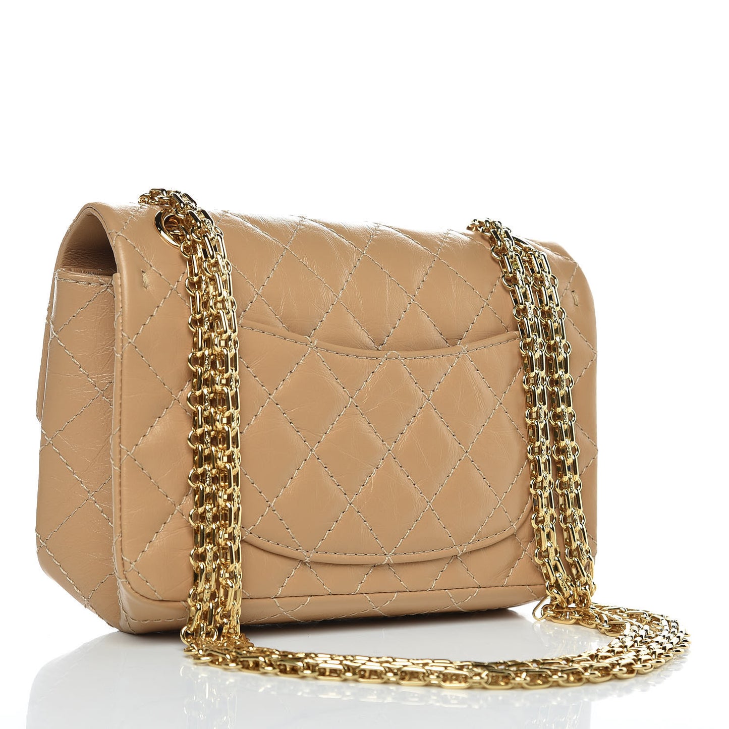 Aged Calfskin Quilted 2.55 Reissue Mini Flap Beige