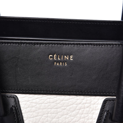 Celine Bullhide Calfskin Mini Bi-Color Luggage Black White 7 of 16