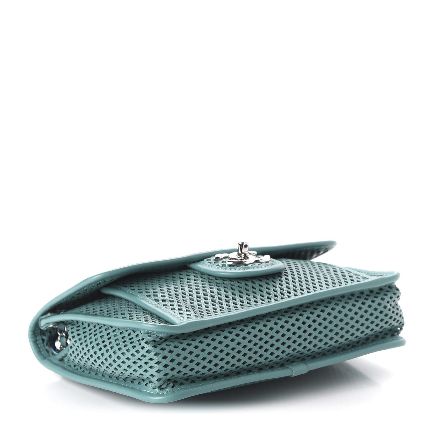 Perforated Calfskin Small Up In The Air Flap Green