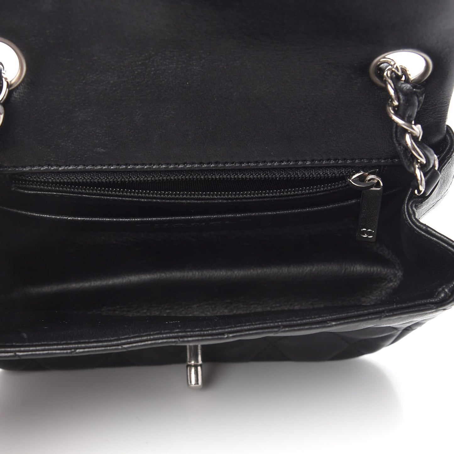 Lambskin Quilted Mini Square Flap Black