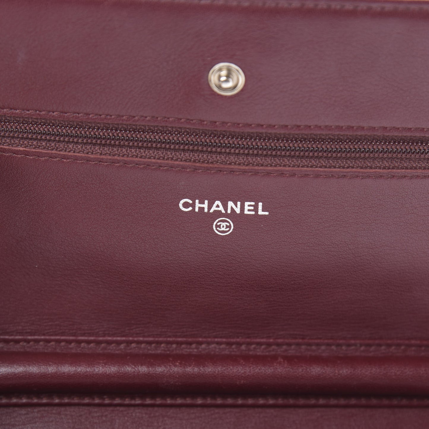 Patent Quilted Wallet On Chain WOC Burgundy