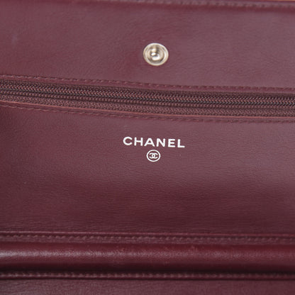 Chanel Patent Quilted Wallet On Chain WOC Burgundy 6 of 13
