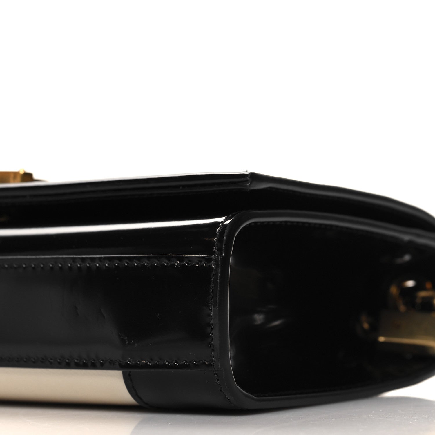 Saint Laurent Nappa Patent Calfskin Two-Toned Small Monogram Kate Satchel Alabastro Black 9 of 10