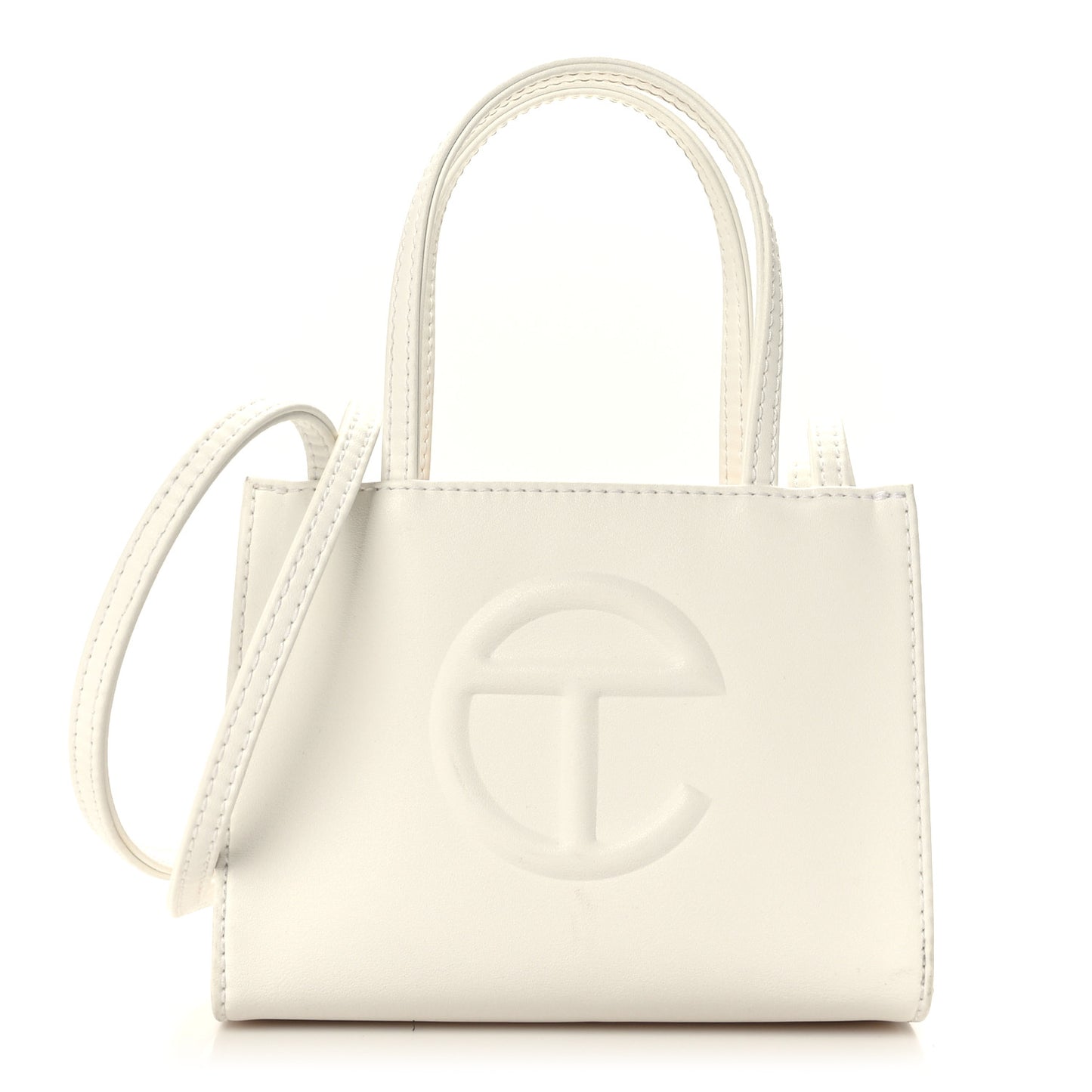 Vegan Leather Small Shopping Bag White