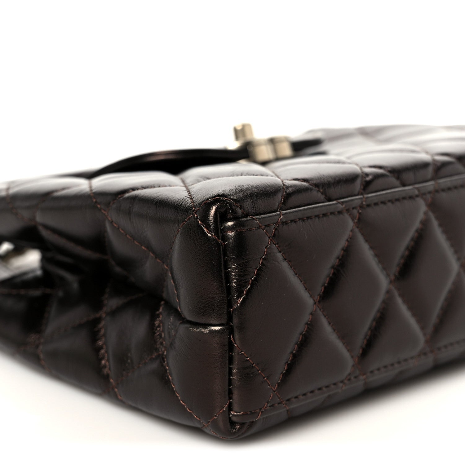Chanel Metallic Aged Calfskin Quilted Nano Kelly Shopper Light Brown 9 of 11