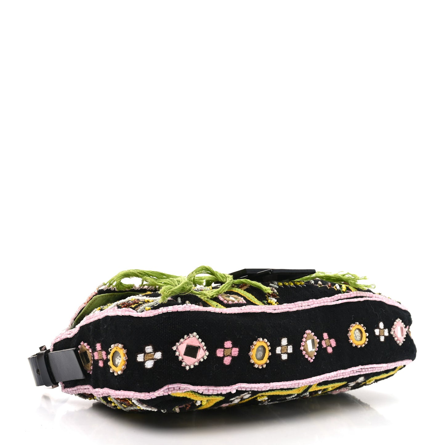 Satin Beaded Baguette Black Multicolor