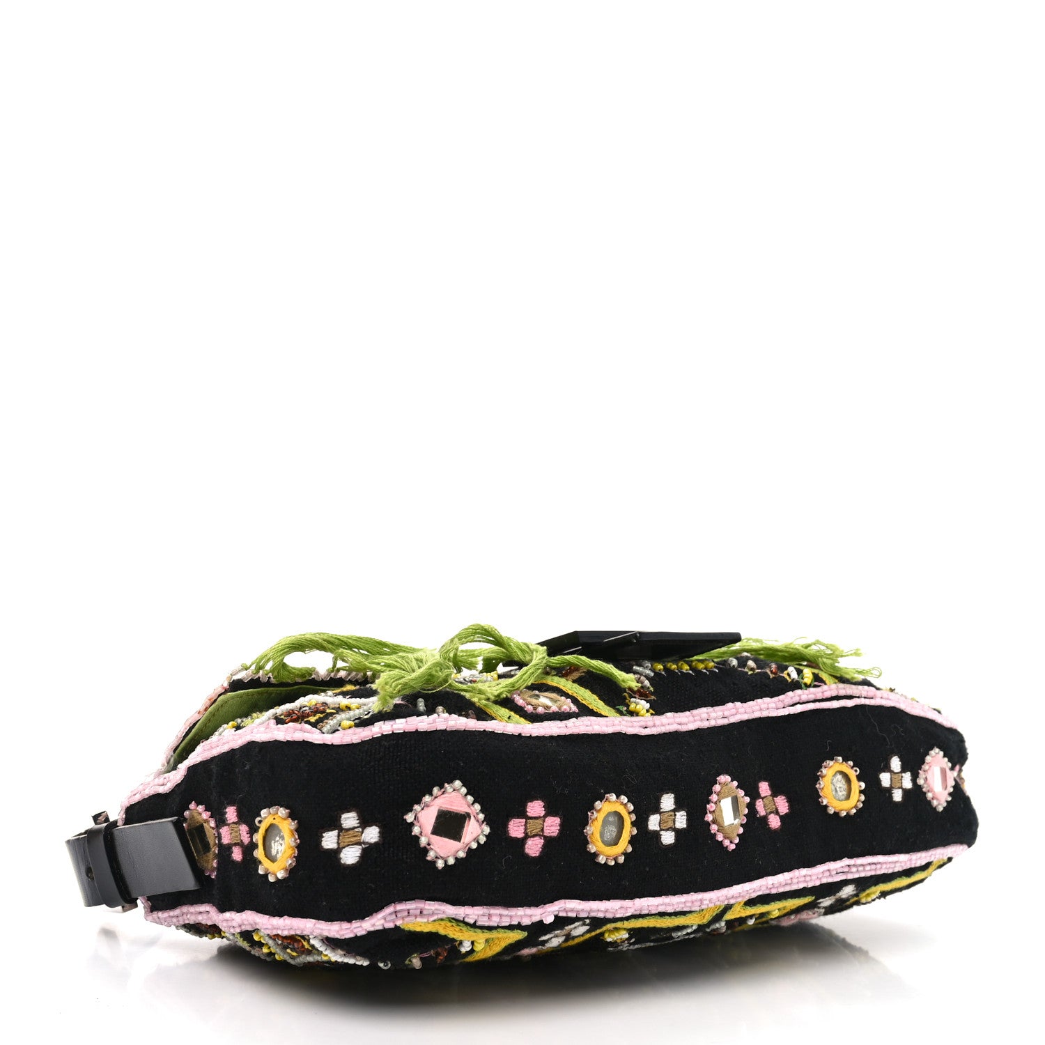 Fendi Satin Beaded Baguette Black Multicolor 3 of 9
