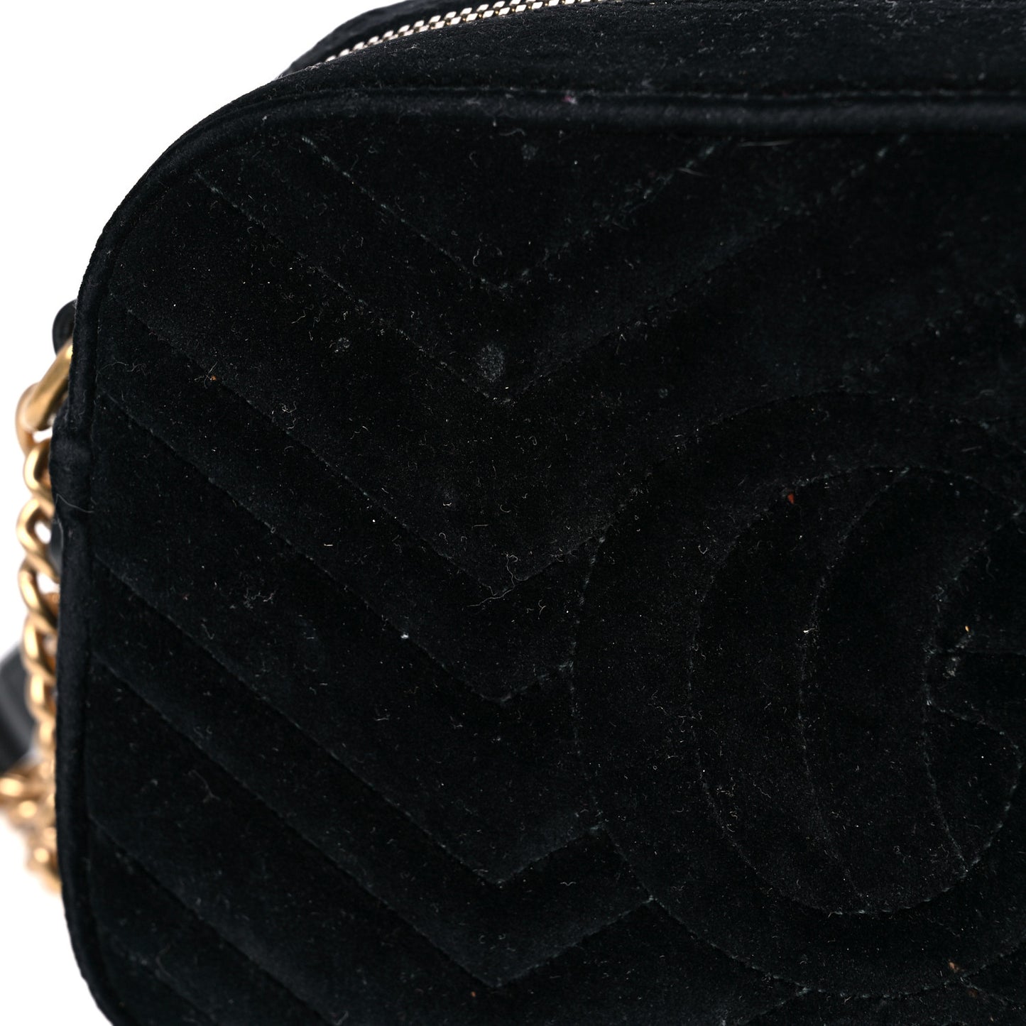Velvet Matelasse Small GG Marmont Chain Shoulder Bag Black