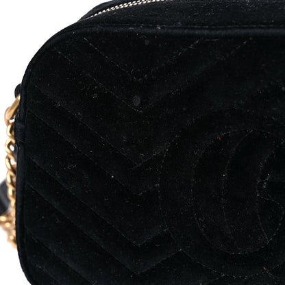 Gucci Velvet Matelasse Small GG Marmont Chain Shoulder Bag Black 21 of 24