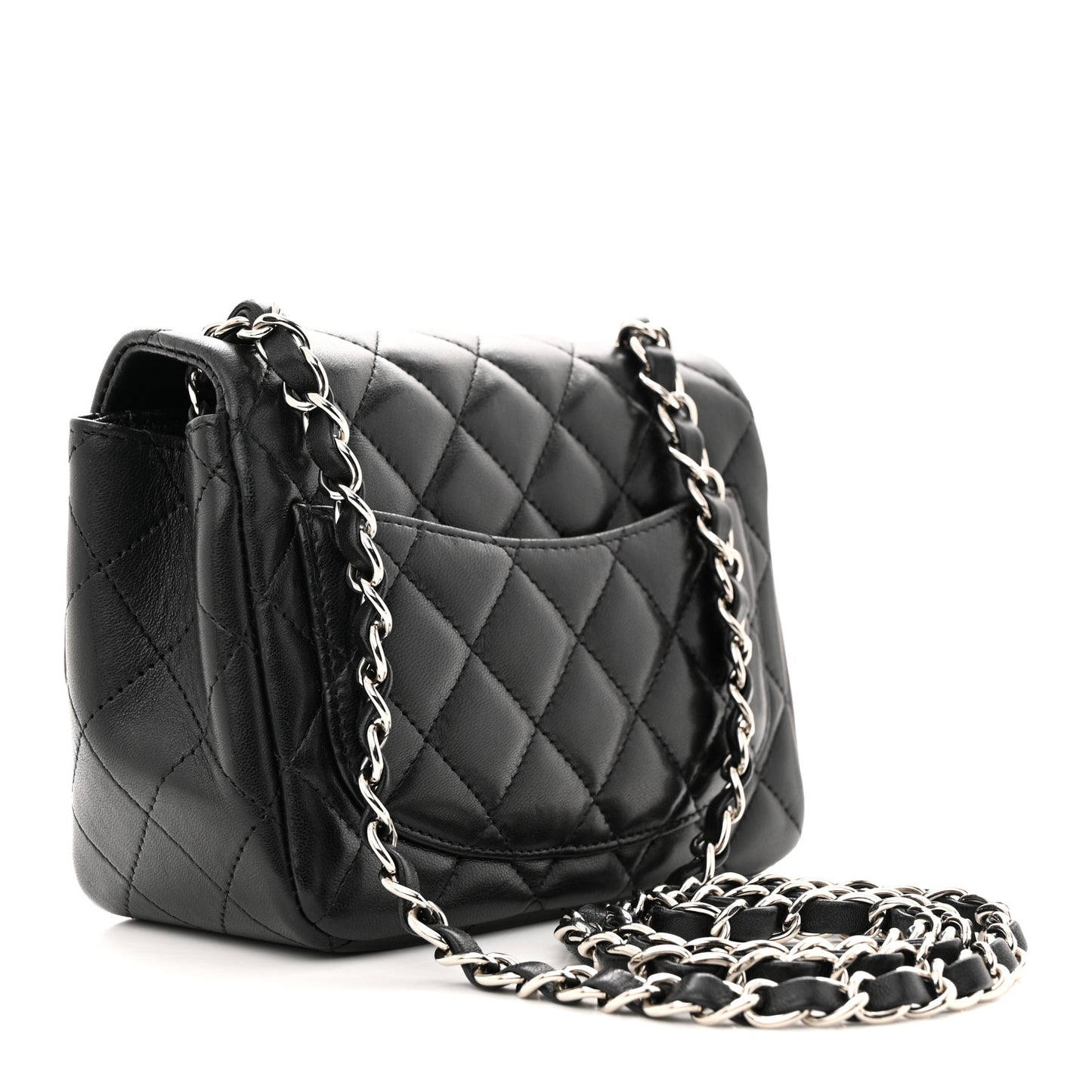 Lambskin Quilted Mini Square Flap Black