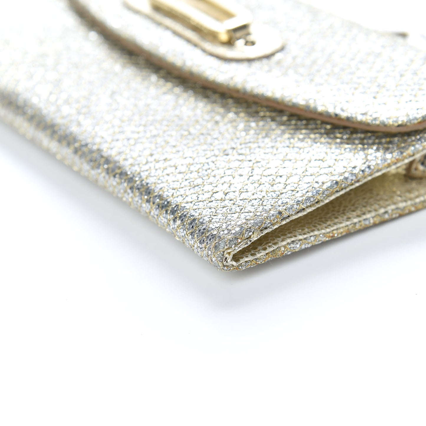 Glitter Fabric Large Riane Clutch Champagne