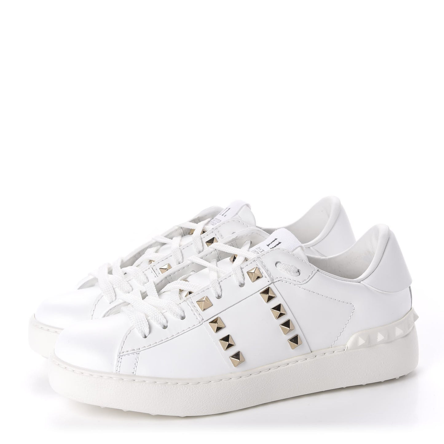 Calfskin Rockstud Untitled Open Sneakers 36 White