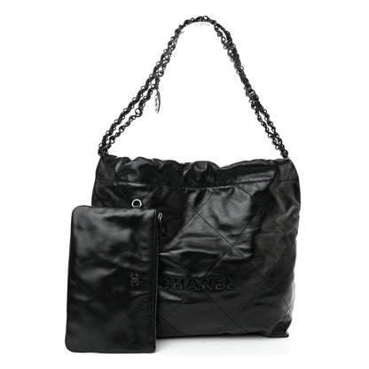 Chanel Shiny Calfskin Quilted Small Chanel 22 So Black 1 of 11