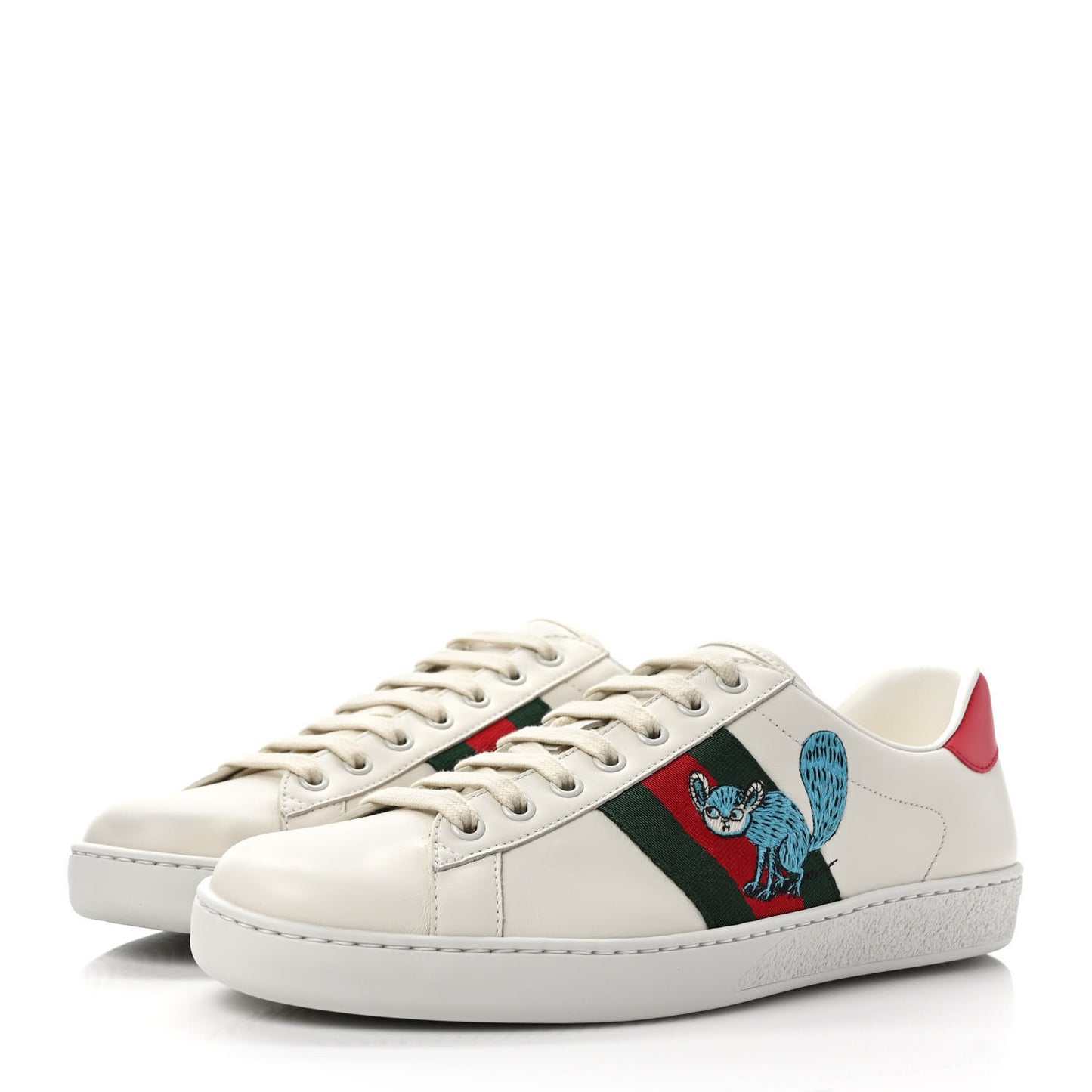 X FREYA HARTAS Calfskin Miro Soft Web Mythical Creature Embroidered Mens Ace Sneakers 8 New Mystic White