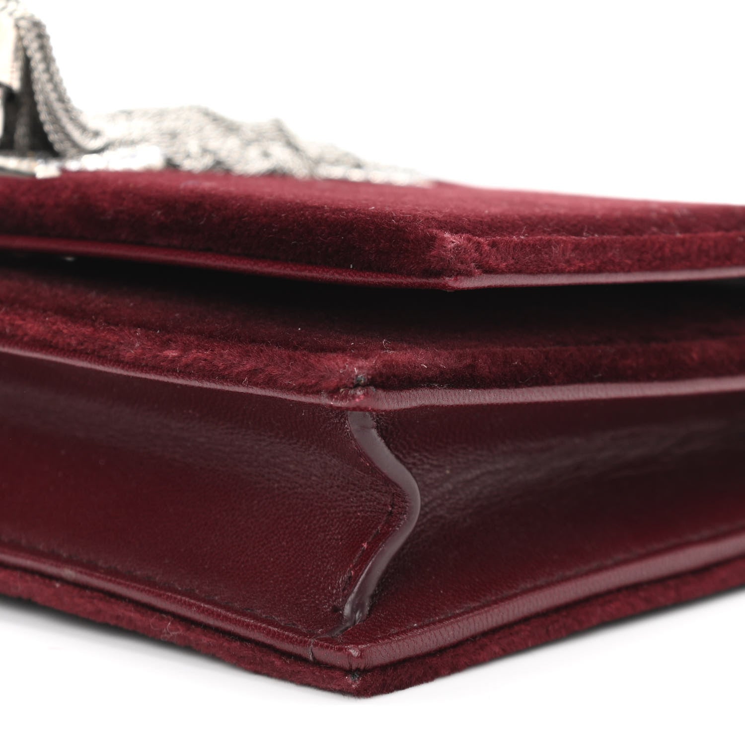 Saint Laurent Velvet Crystal Monogram Kate Tassel Shoulder Bag Burgundy 10 of 10