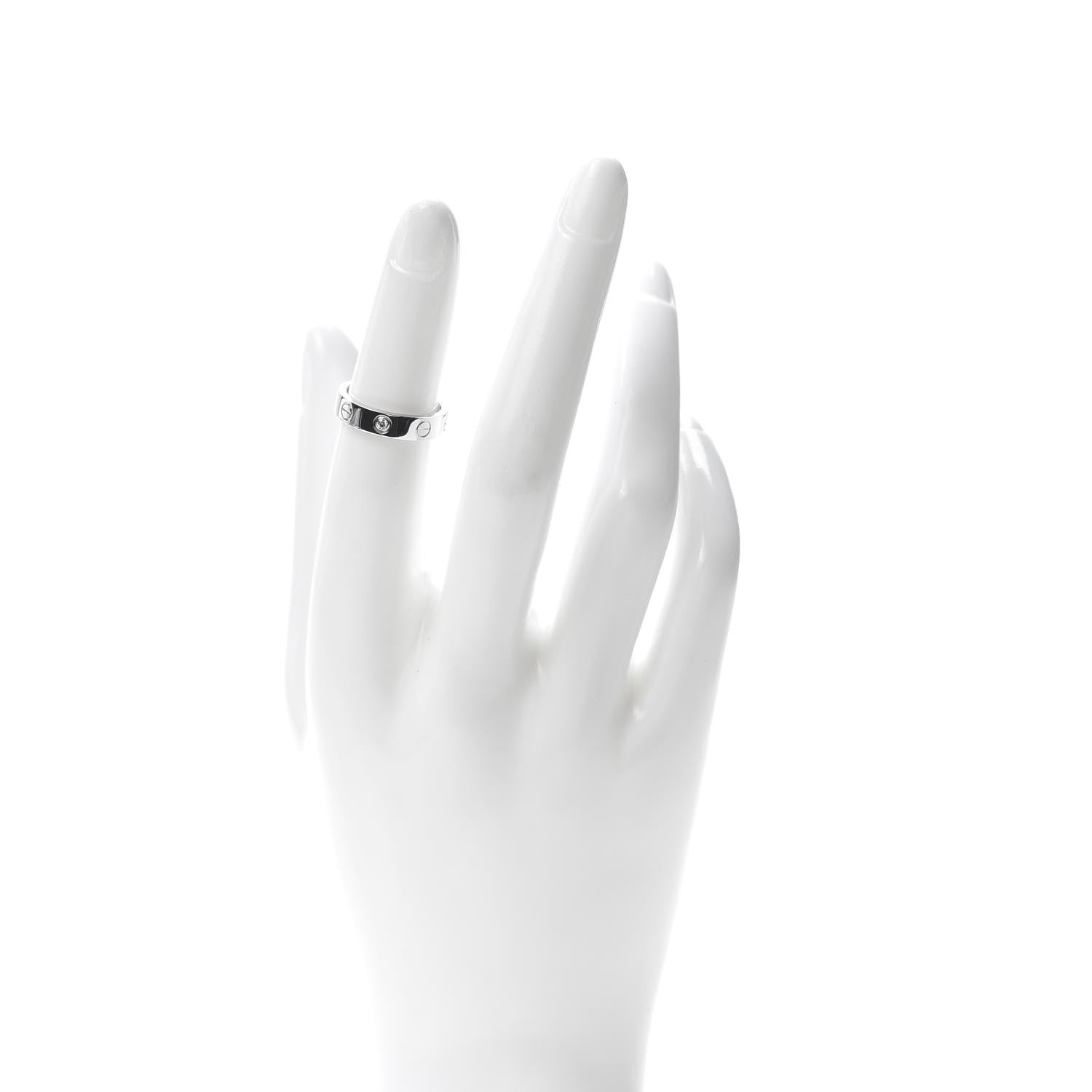 Cartier 18K White Gold Diamond 4mm LOVE Wedding Band Ring 48 4.5 2 of 5