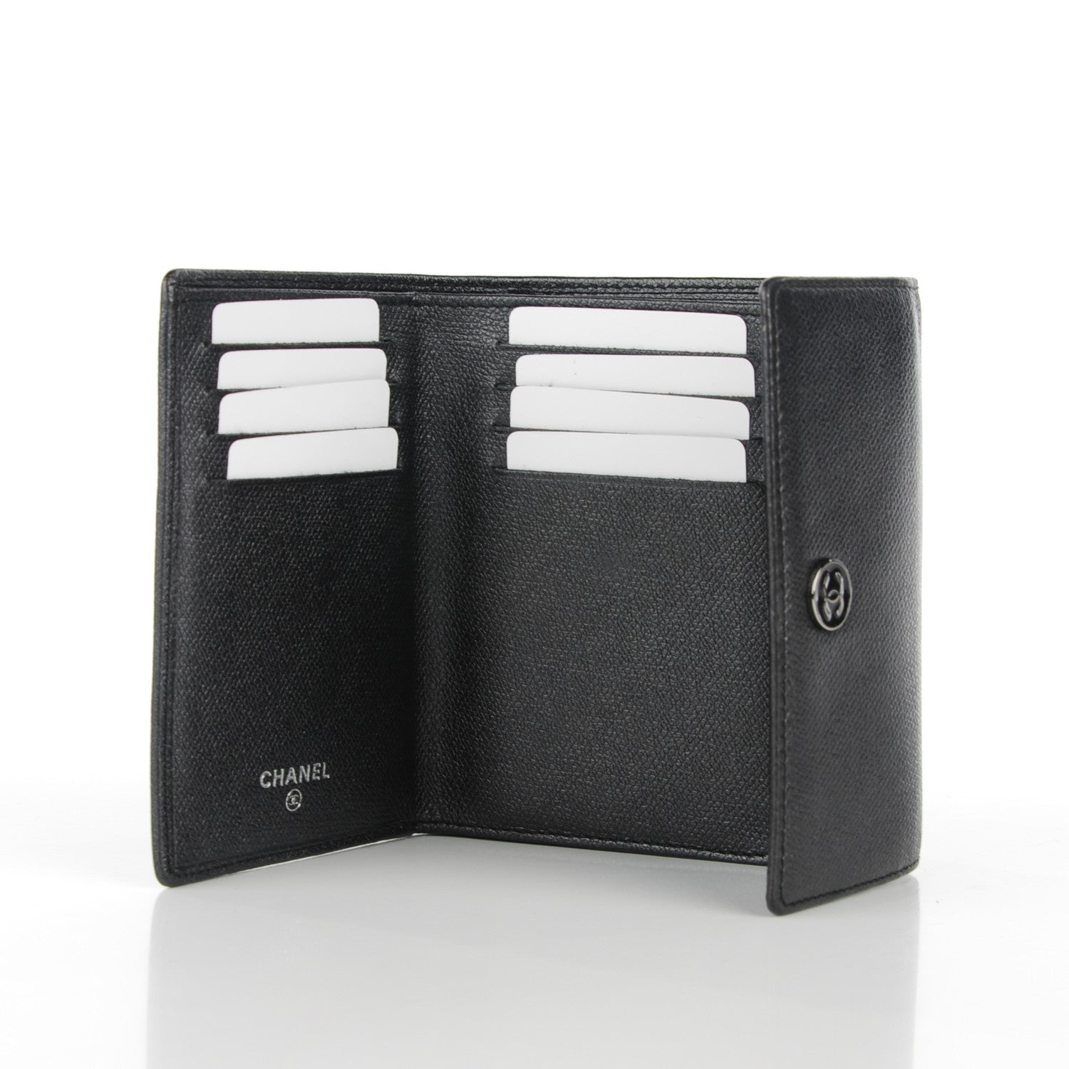 Chanel Grained Calfskin CC Button Flap Wallet Black 5 of 8