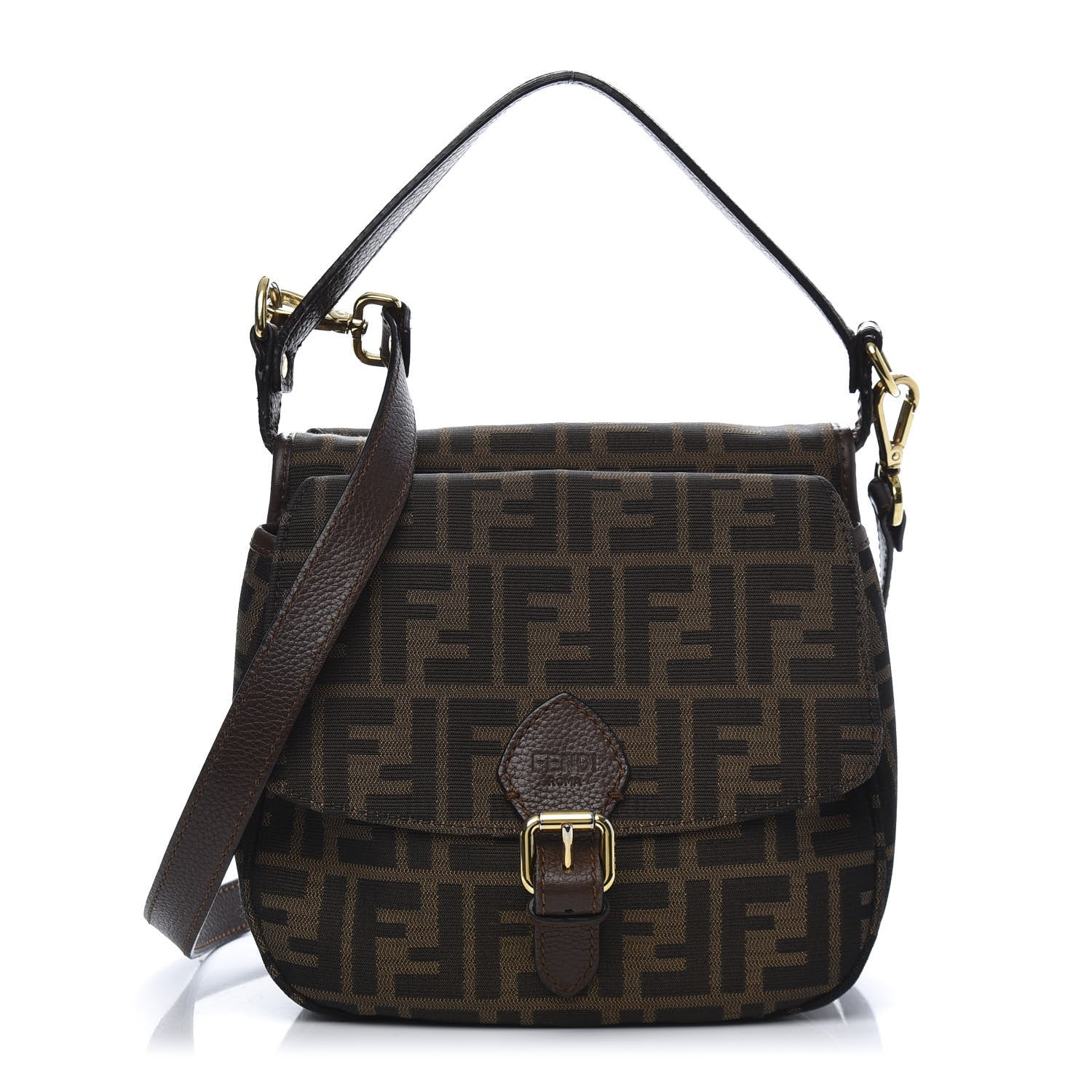 Fendi Zucca Vitello Artic Shoulder Bag Tobacco Castagna 1 of 13