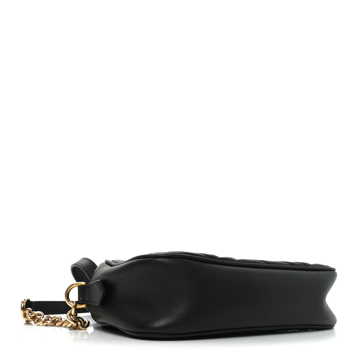 Gucci Calfskin Matelasse Small GG Marmont Chain Shoulder Bag Black 4 of 10