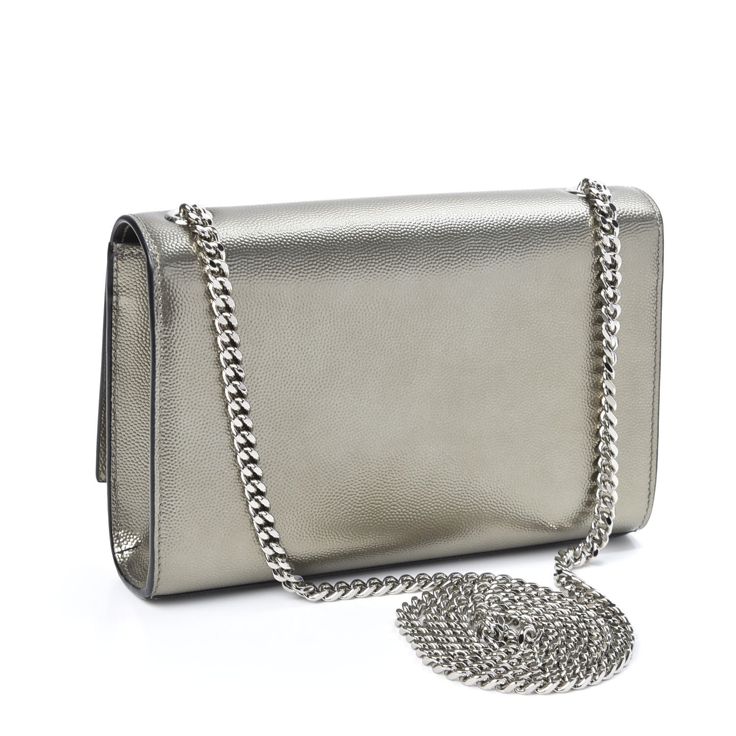Saint Laurent Grain De Poudre Small Monogram Kate Satchel Gold 3 of 16