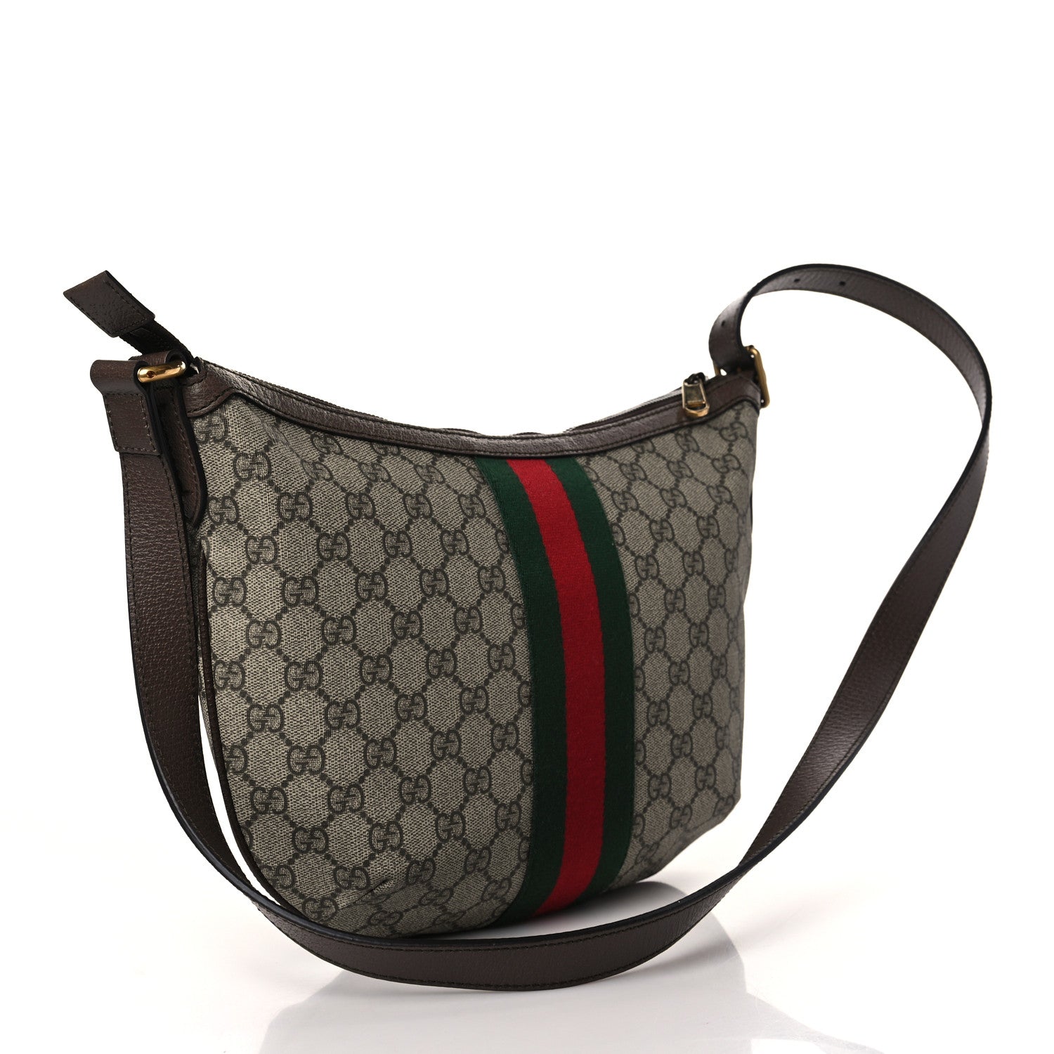 Gucci GG Supreme Monogram Web Small Ophidia Half Moon Hobo Brown 3 of 10