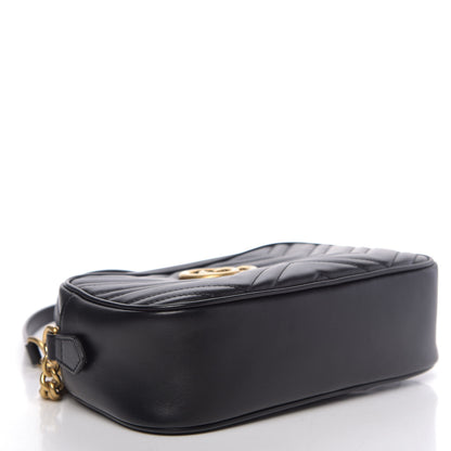 Gucci Calfskin Matelasse Small GG Marmont Chain Shoulder Bag Black 4 of 11
