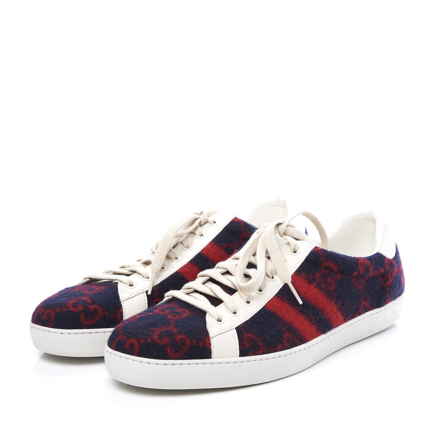 Covered Wool Big GG Monogram Mens Sneakers 11 Blue Red Mystic White