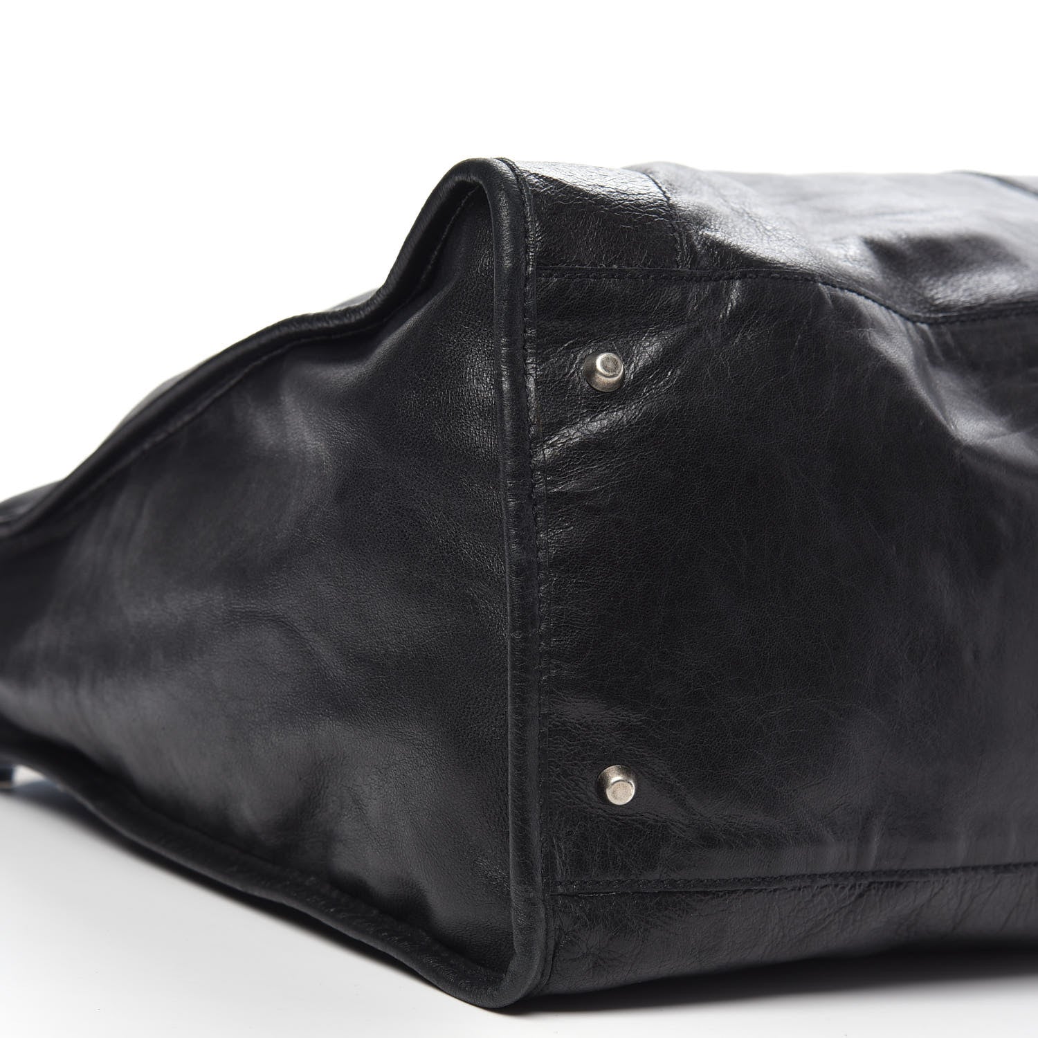 Balenciaga Agneau Classic Silver Hardware Weekender Black 8 of 13