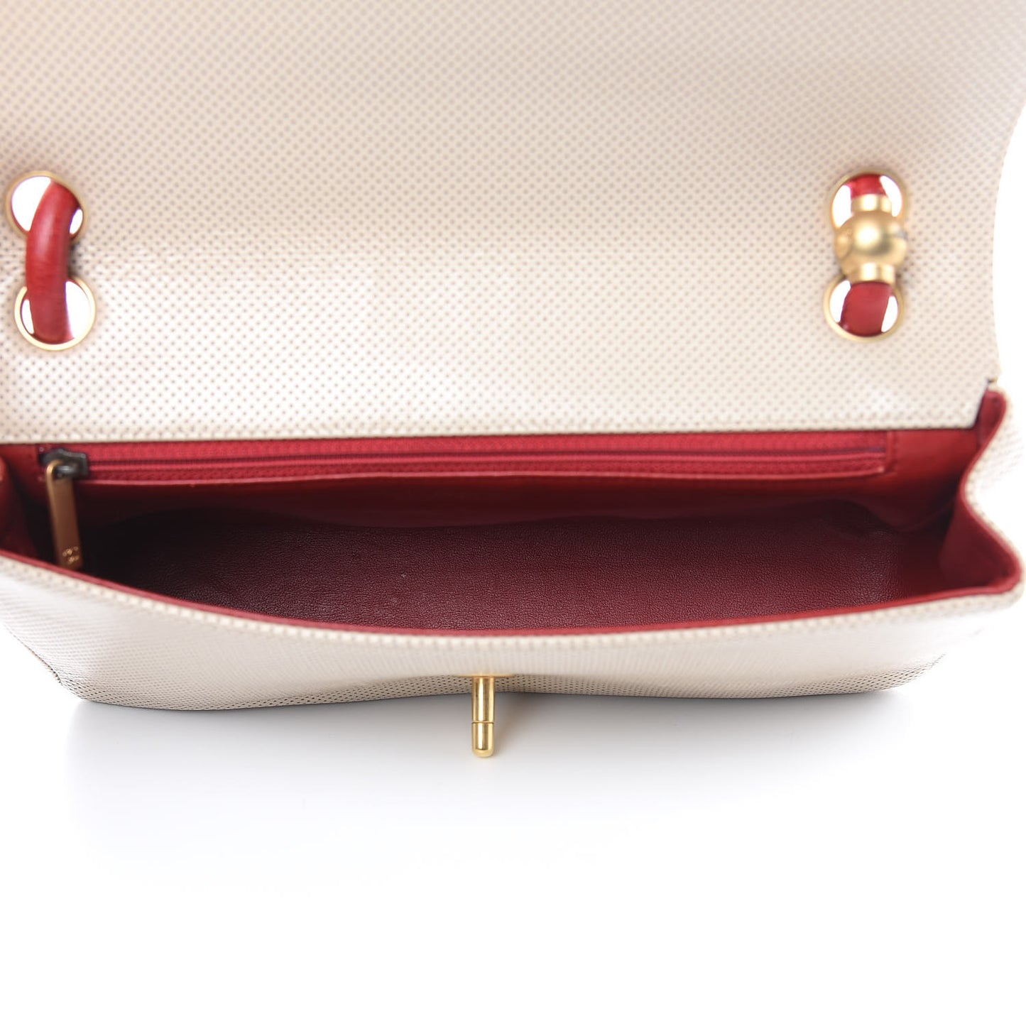 Lambskin Perforated Medium Single Flap Bag Red Beige
