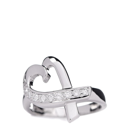 Tiffany 18K White Gold Diamond Paloma Picasso Loving Heart Ring 47 4 3 of 6