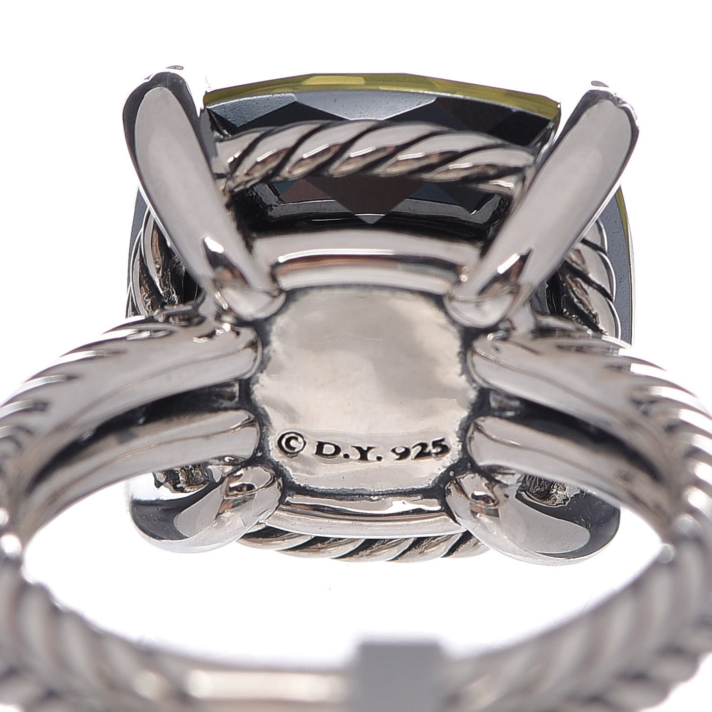 Sterling Silver Diamond Green Orchid 14mm Chatelaine Ring 54 7