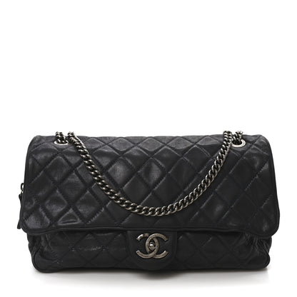 Chanel Iridescent Calfskin Quilted Large Shiva Flap Navy Blue 1 of 10
