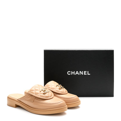Chanel Lambskin Quilted CC Turnlock Mules 39.5 Light Beige 10 of 10
