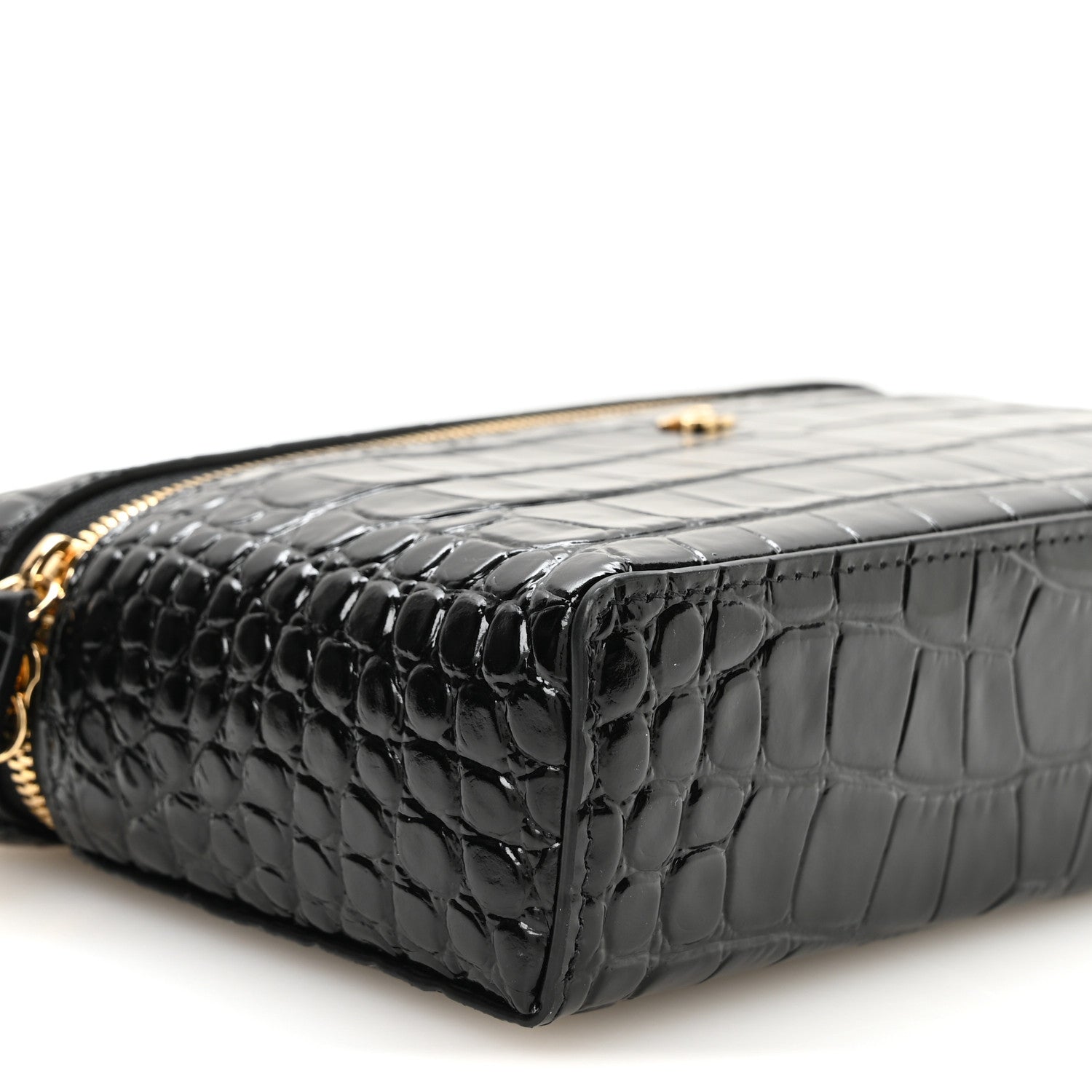 Chanel Calfskin Crocodile Embossed Crococo Exoticoco Vanity With Chain Black 9 of 11