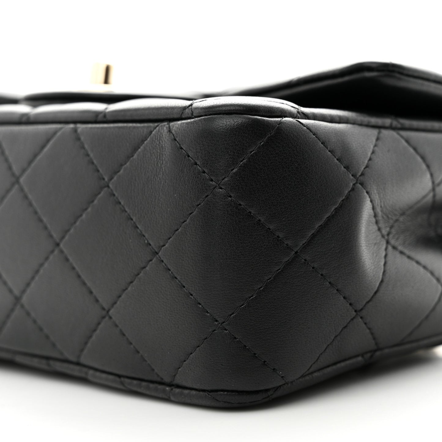 Lambskin Quilted Mini Top Handle Rectangular Flap Black