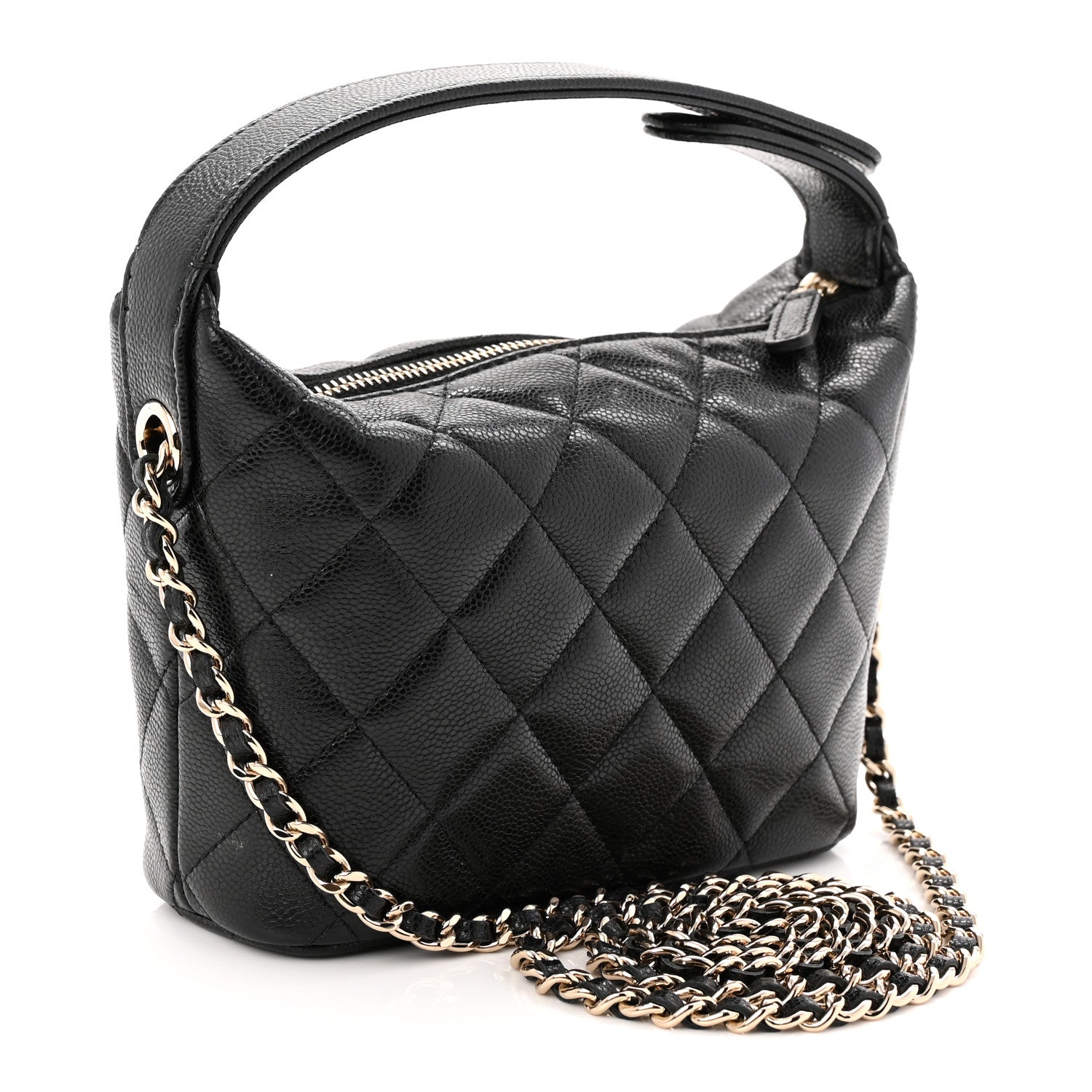 Chanel Caviar Quilted Hobo Clutch With Chain Black 2 of 10