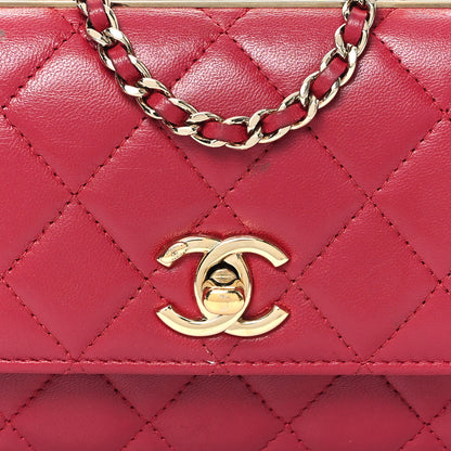 Chanel Lambskin Quilted Trendy CC Dual Handle Clutch With Chain Red 8 of 13