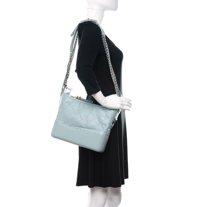 Chanel Aged Calfskin Quilted Medium Gabrielle Hobo Light Blue 2 of 10