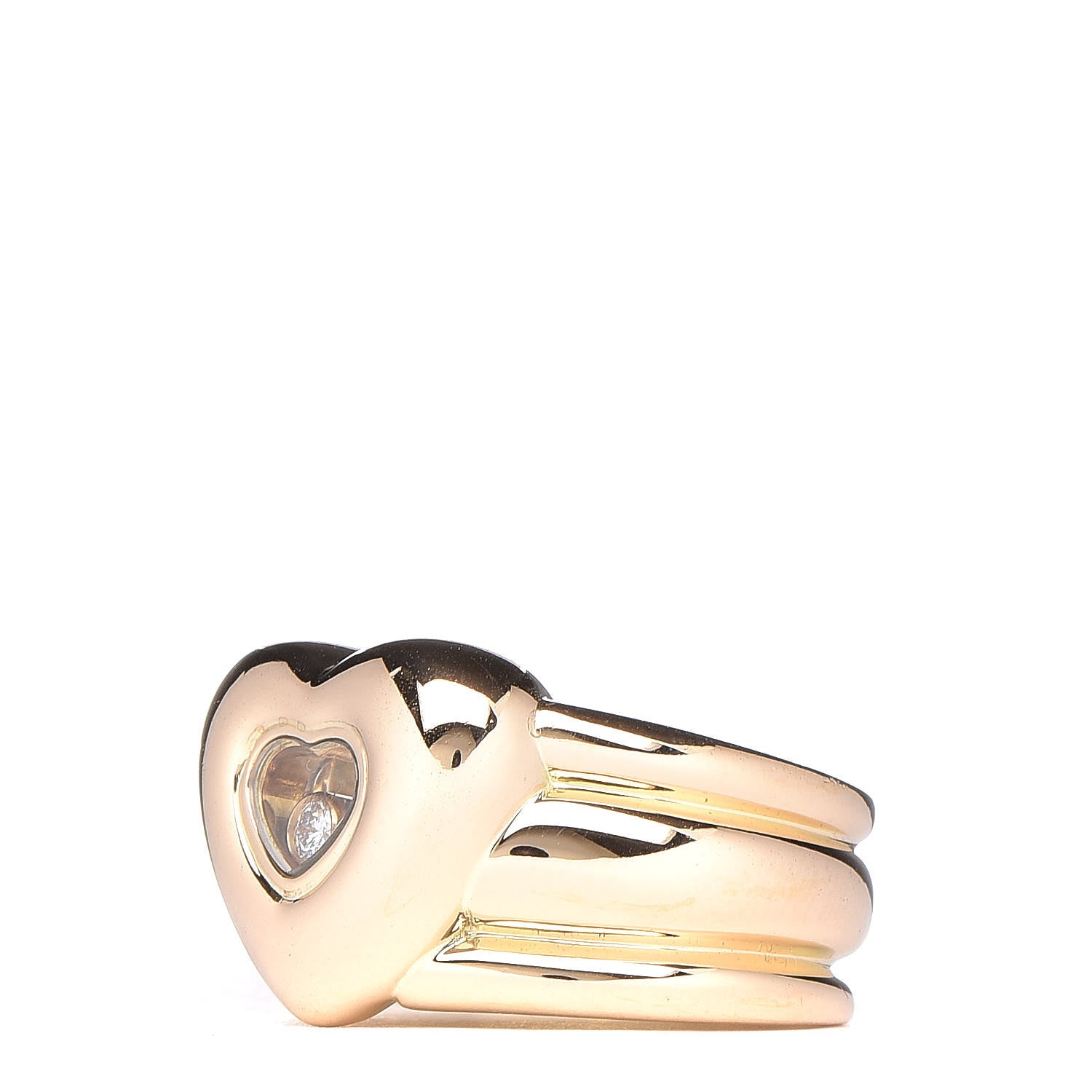 Chopard 18K Yellow Gold Diamond Heart Band Ring 51 5.75 3 of 5