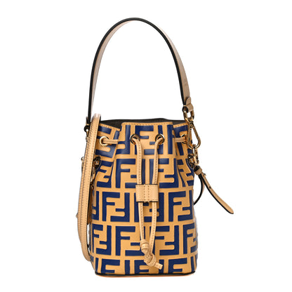 Fendi Vitello Liberty F is Fendi Bi-Color FF 1974 Embossed Mini Mon Tresor Bucket Bag Savana Blue Elettrico 1 of 18