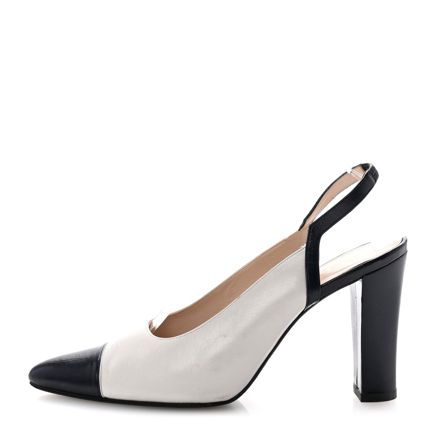 Chanel Pointed Cap Toe Slingback Pumps 39.5 Grey Navy 1 of 9