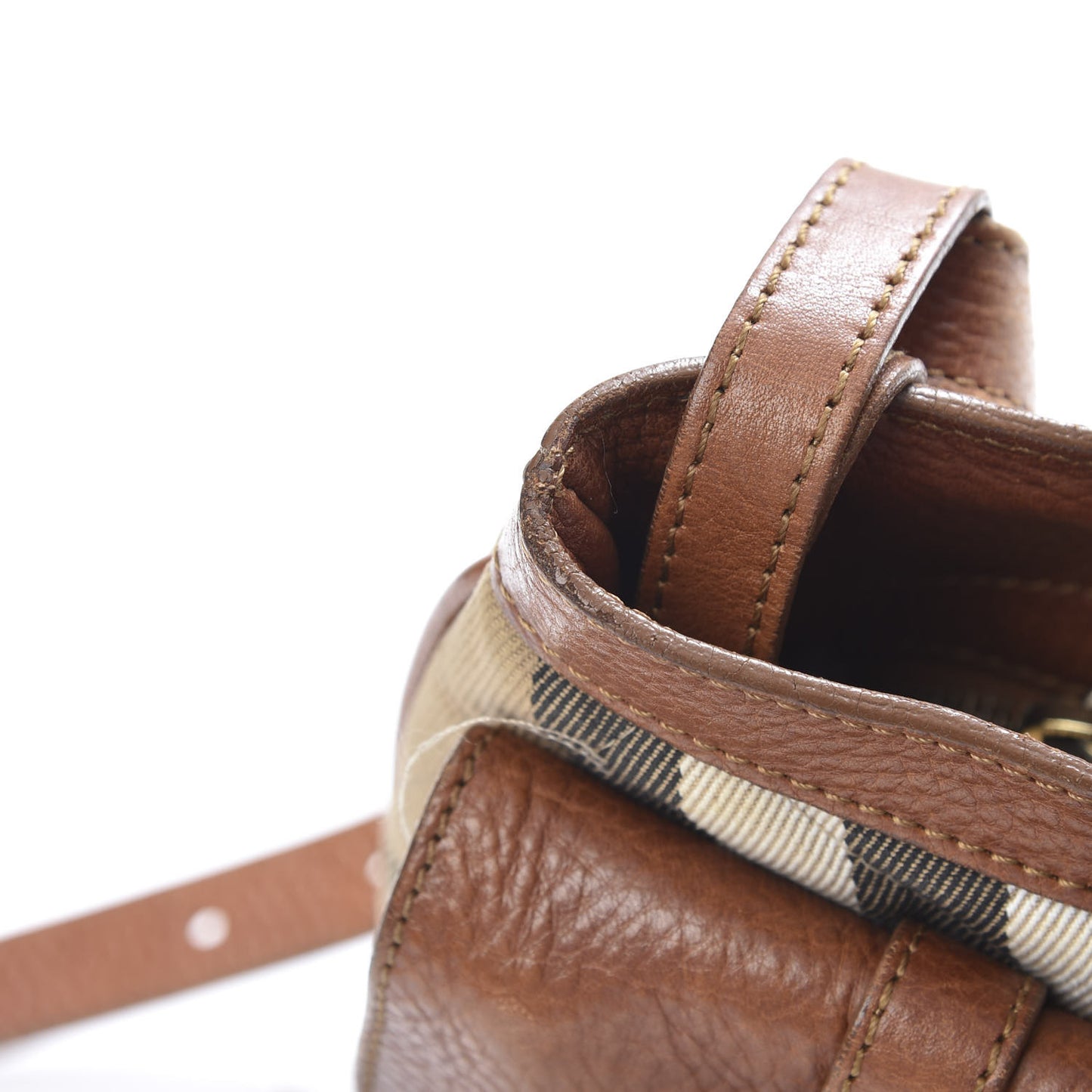 House Check Buckle Bag Dark Tan