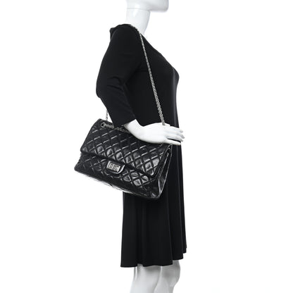 Chanel Glazed Calfskin Quilted Surpique 2.55 Reissue Flap Black 3 of 9