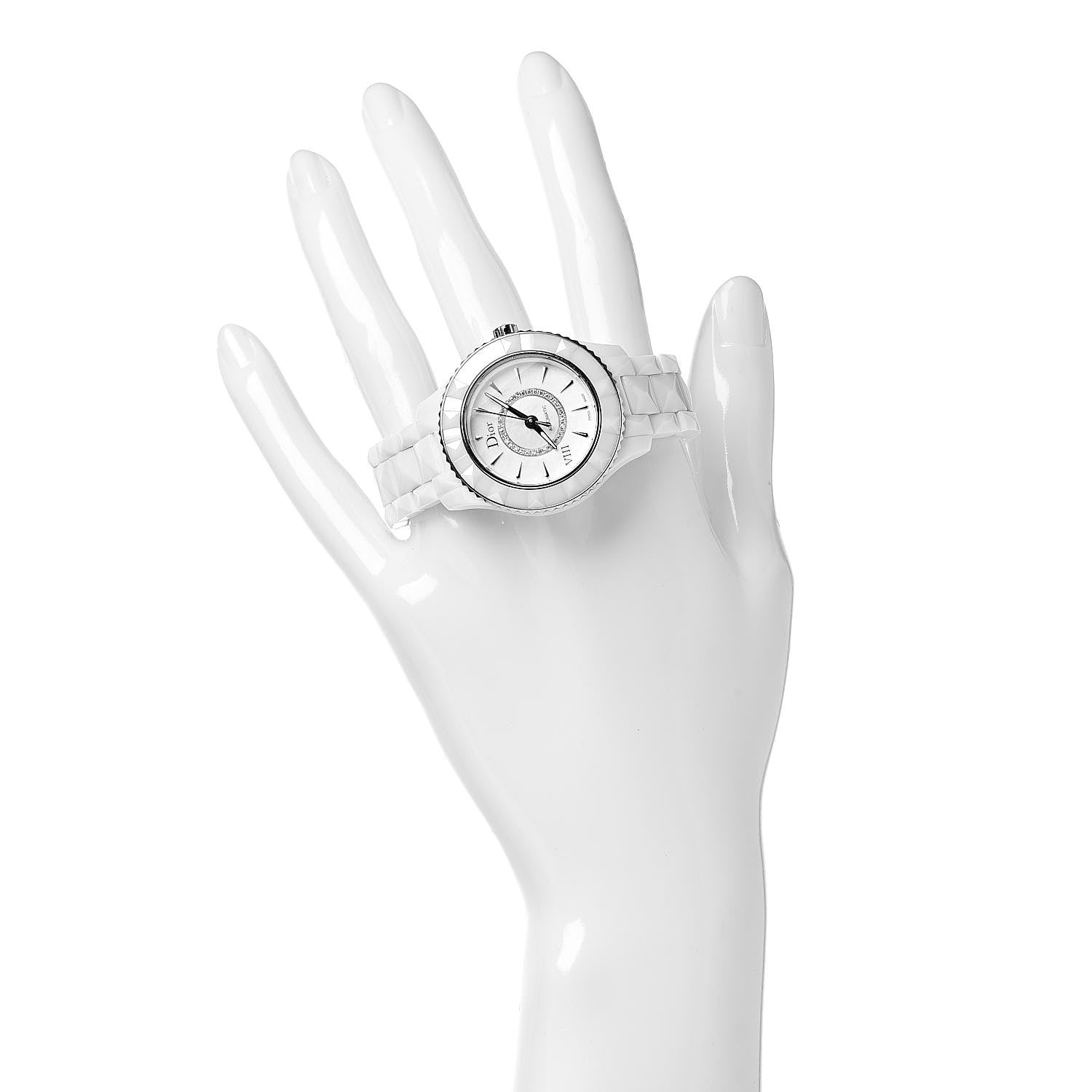 Christian Dior Stainless Steel Ceramic Diamond Mother of Pearl 33mm Dior VIII Automatic Watch White 2 of 7