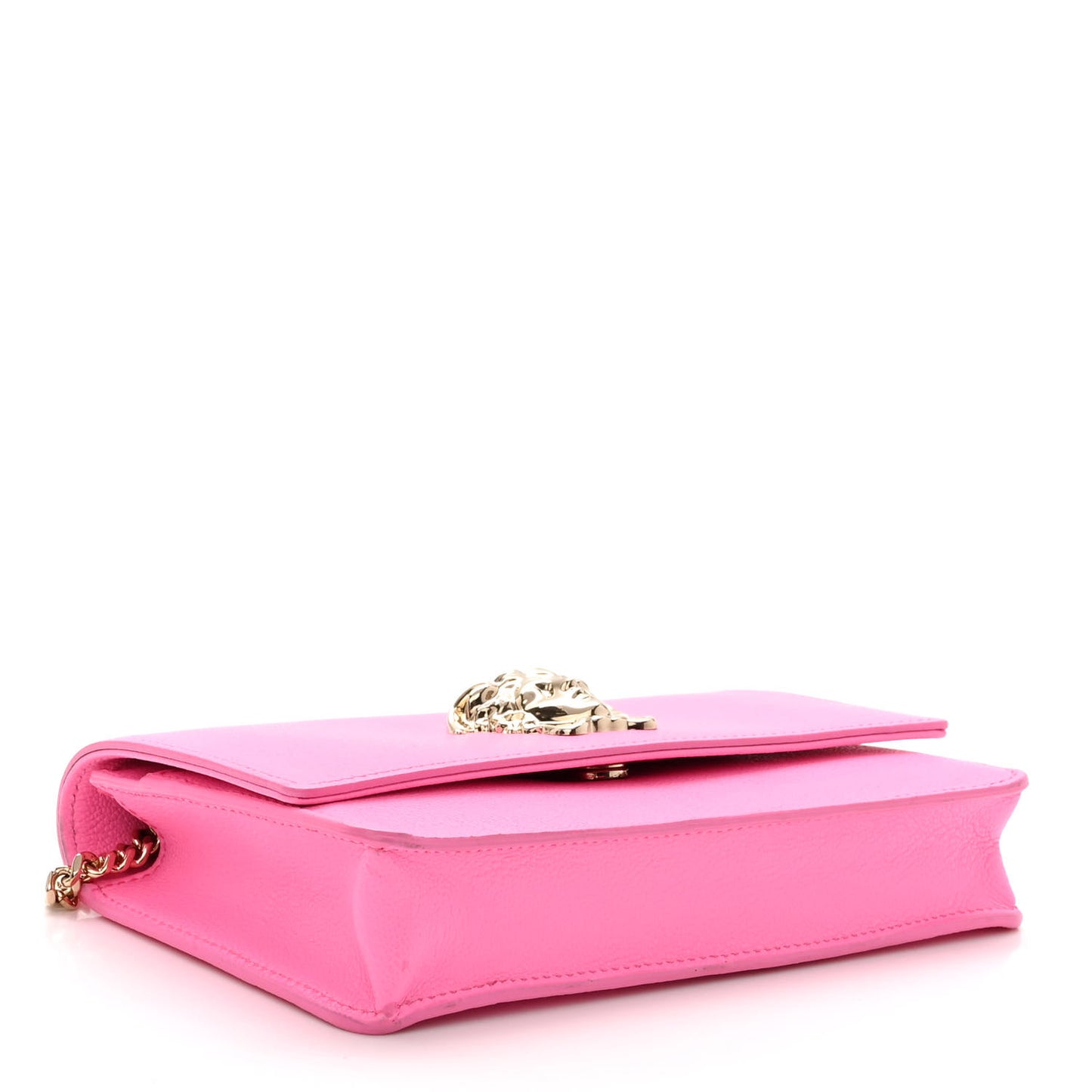 Grained Calfskin Medusa Wallet On Chain Pink
