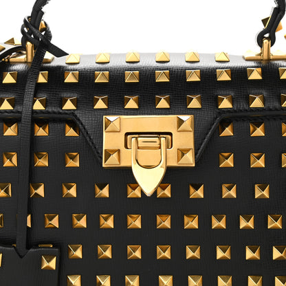 Valentino Garavani Grainy Calfskin Small Rockstud Allover Alcove Top-Handle Flap Bag Black 9 of 9