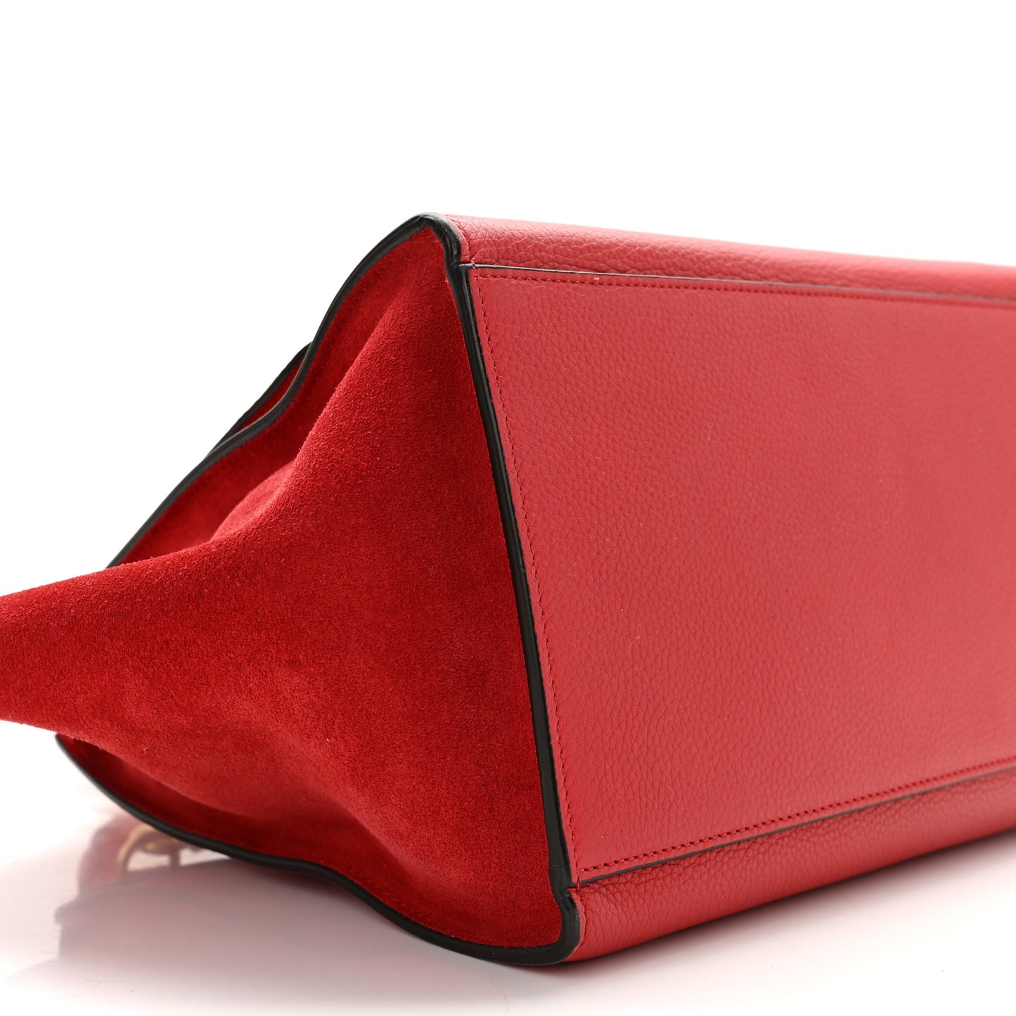 Drummed Calfskin Suede Medium Trapeze Coquelicot
